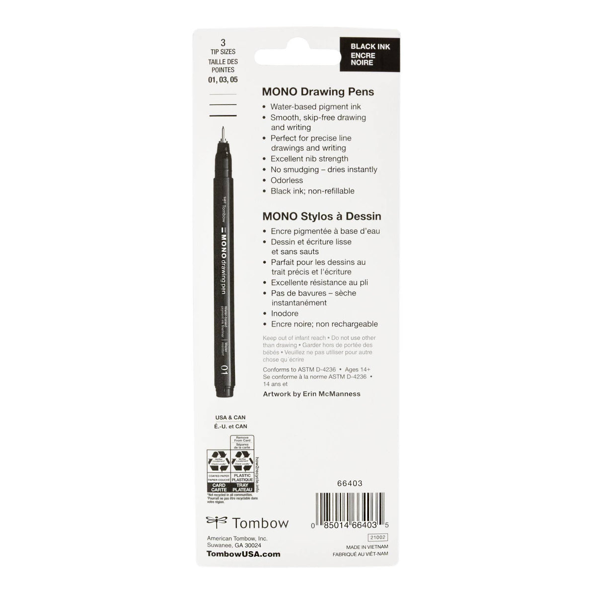 Black Drawing Pens - 3-Pack