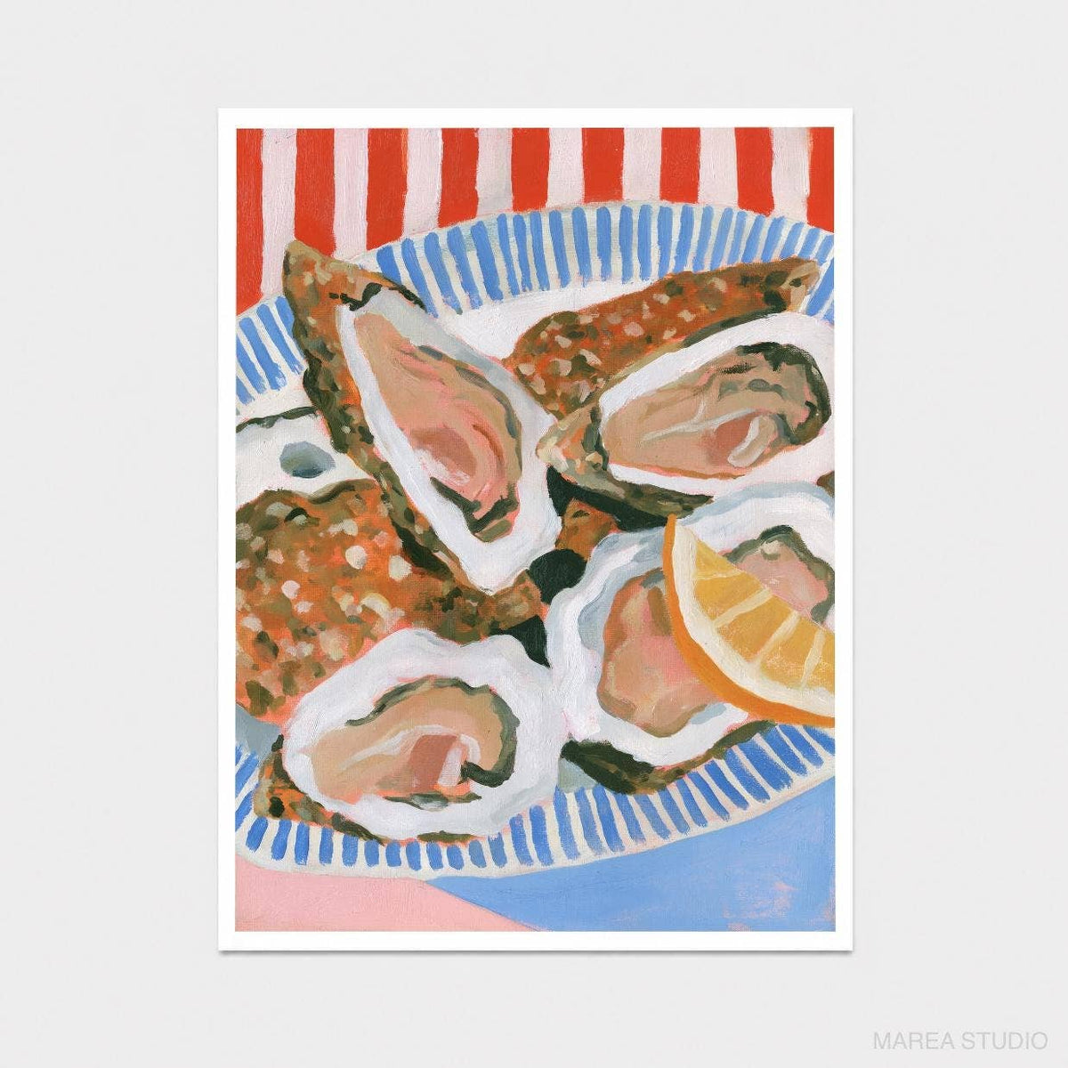 Oyster Feast Coastal Art Print (8x10)