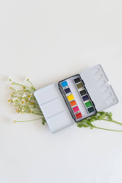 Mini Travel Watercolor Paint Palette (12 Colors)