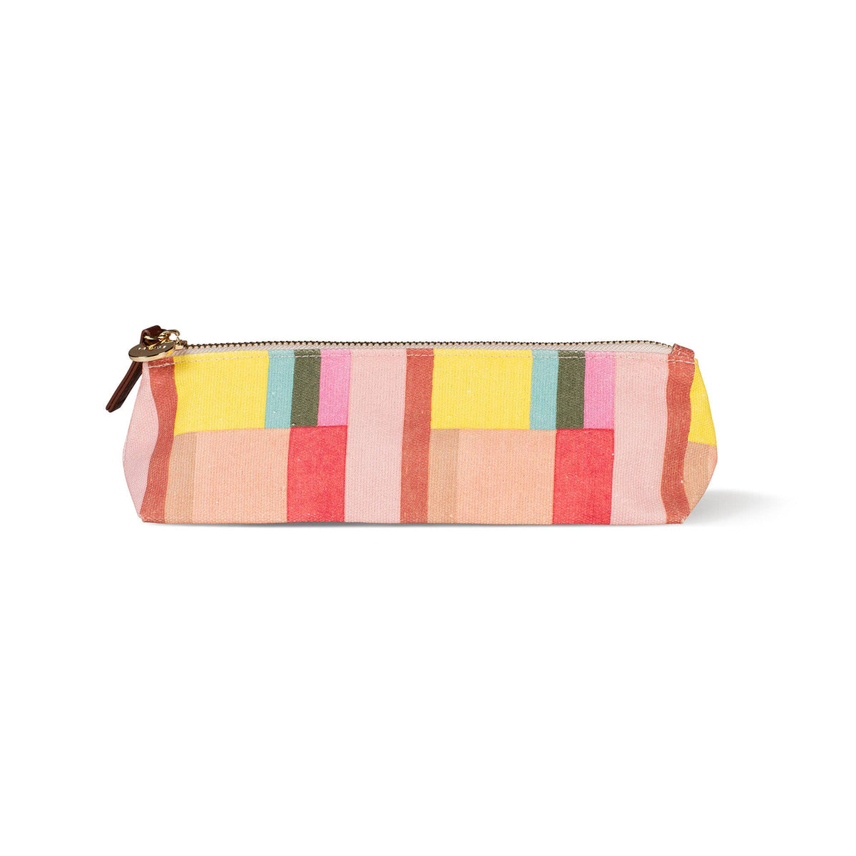 Color Block Flat Bottom Pencil Pouch