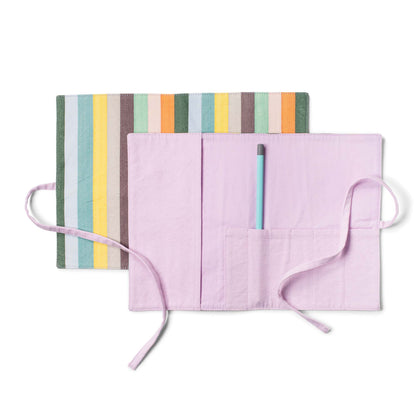Striped Artist Roll-Up Pouch with Tie Closure