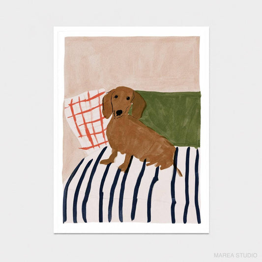 Dachshund on a Sofa Art Print (6x8)