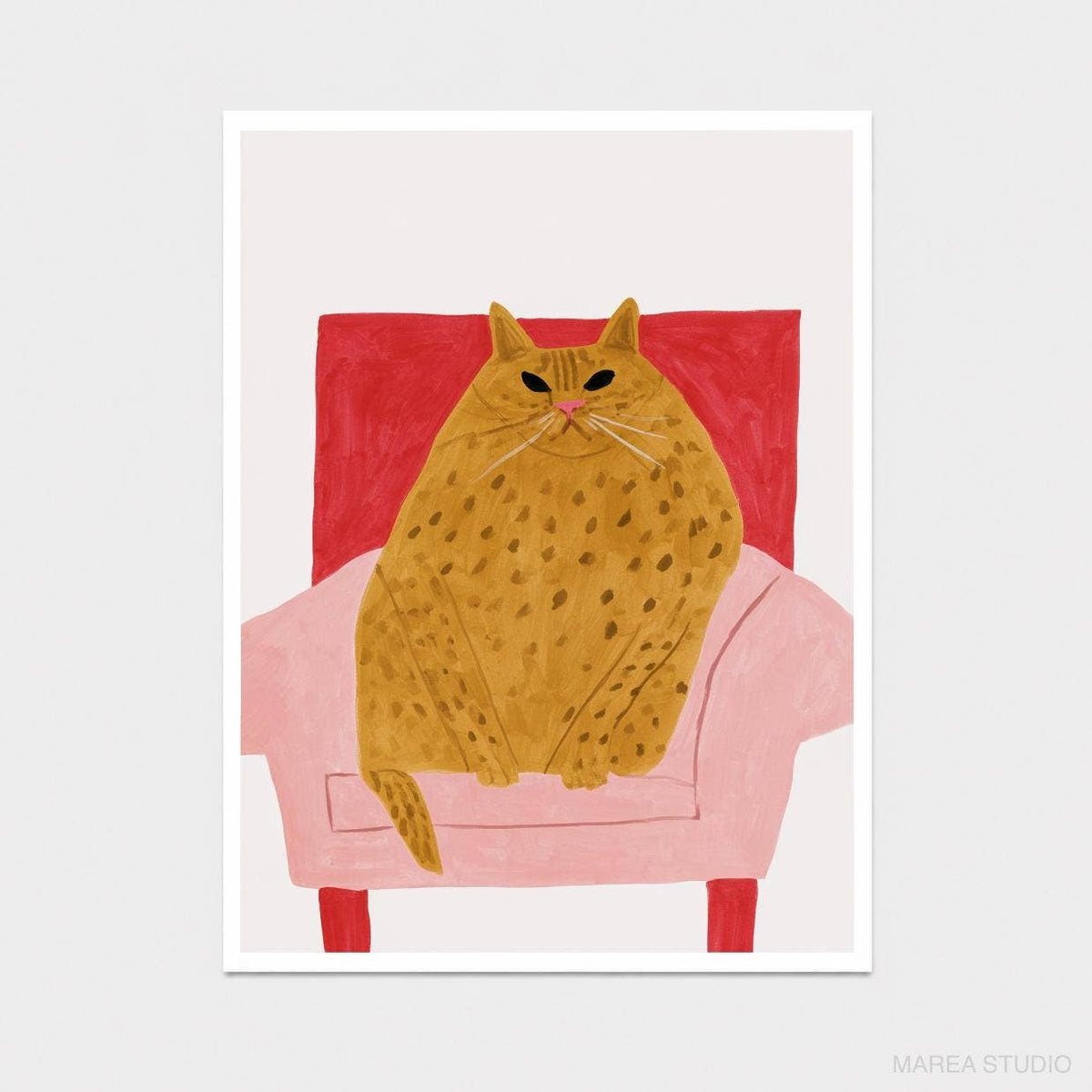 Funny Cat on Chair Art Print (6x8)