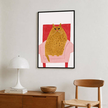 Funny Cat on Chair Art Print (6x8)