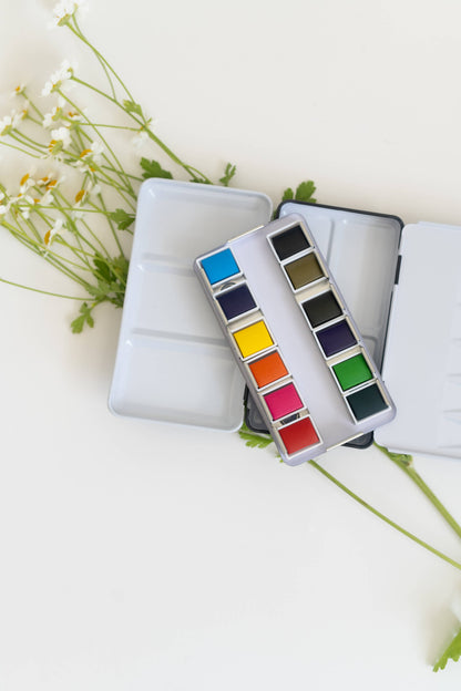 Mini Travel Watercolor Paint Palette (12 Colors)