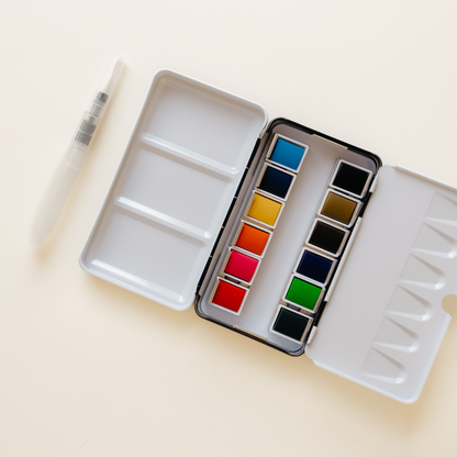 Mini Travel Watercolor Paint Palette (12 Colors)